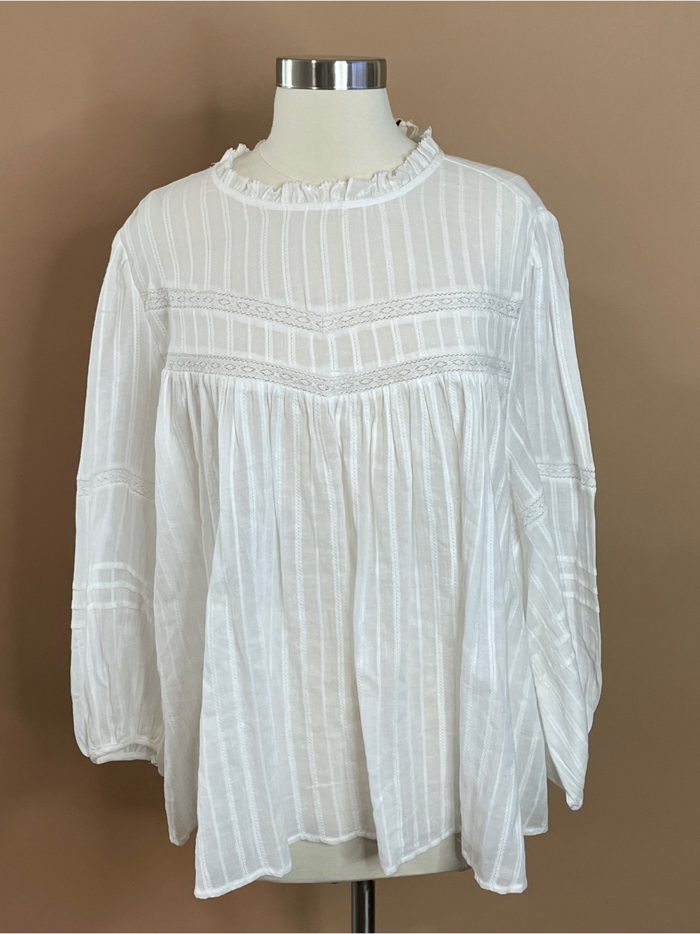 NWT Universal Thread White Boho Lace Peasant Blouse XXL Cotton